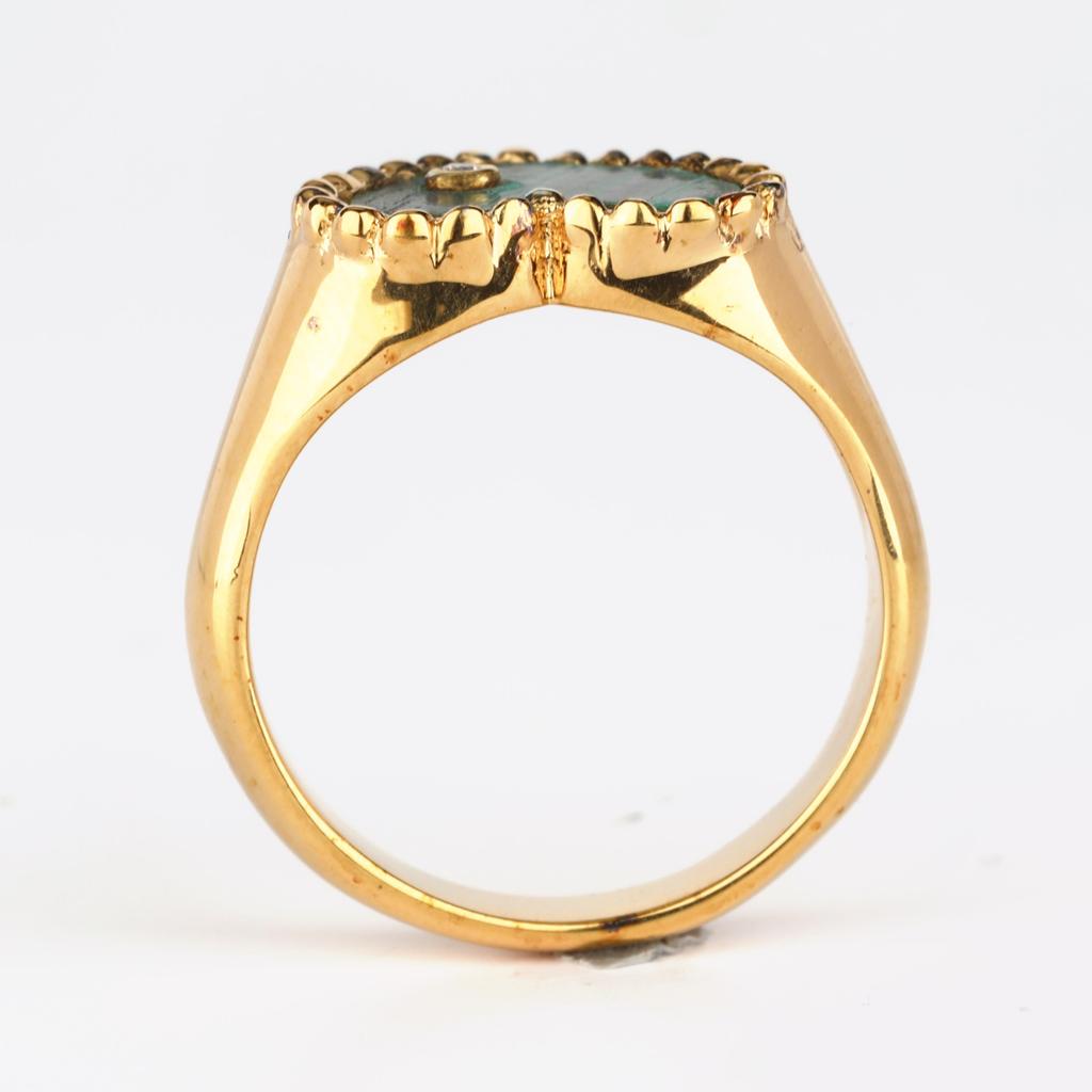925 Silver Gold Plated Malachite Heart Ring Women Diamond Accent Jewelry Gift