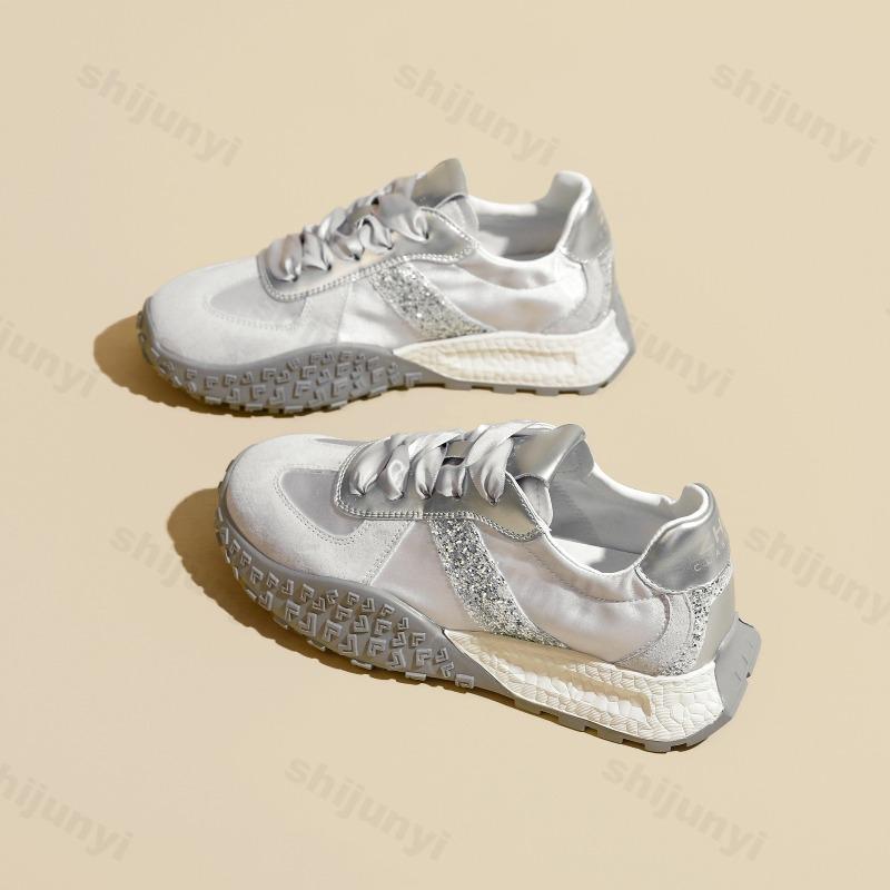 Fashion 2025 Spring Summer New Woman Sneakers Comfort Trend Silver Breathable Sports Leisure Shoes Versatile Designer Women Shoes