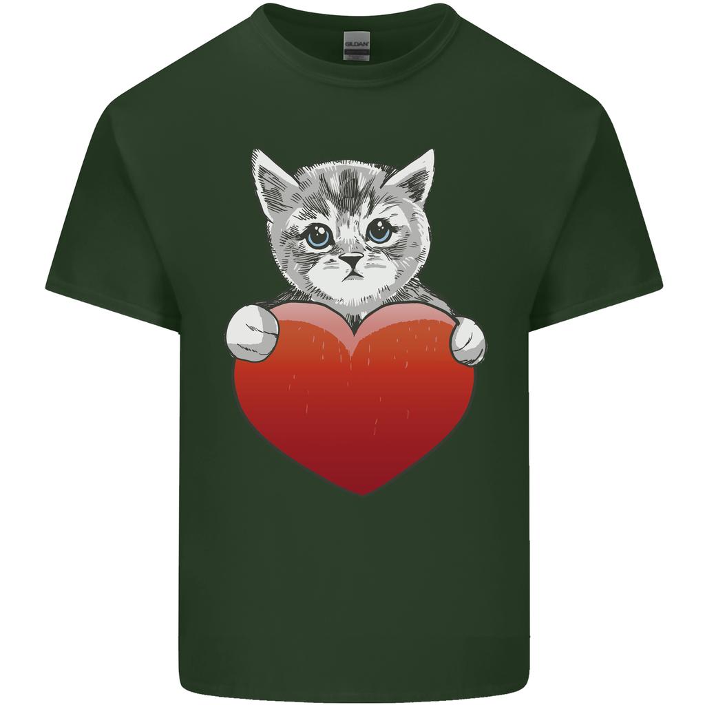 A Cute Cat With a Heart Love Valentines Day Unisexs Light Cotton TShirt
