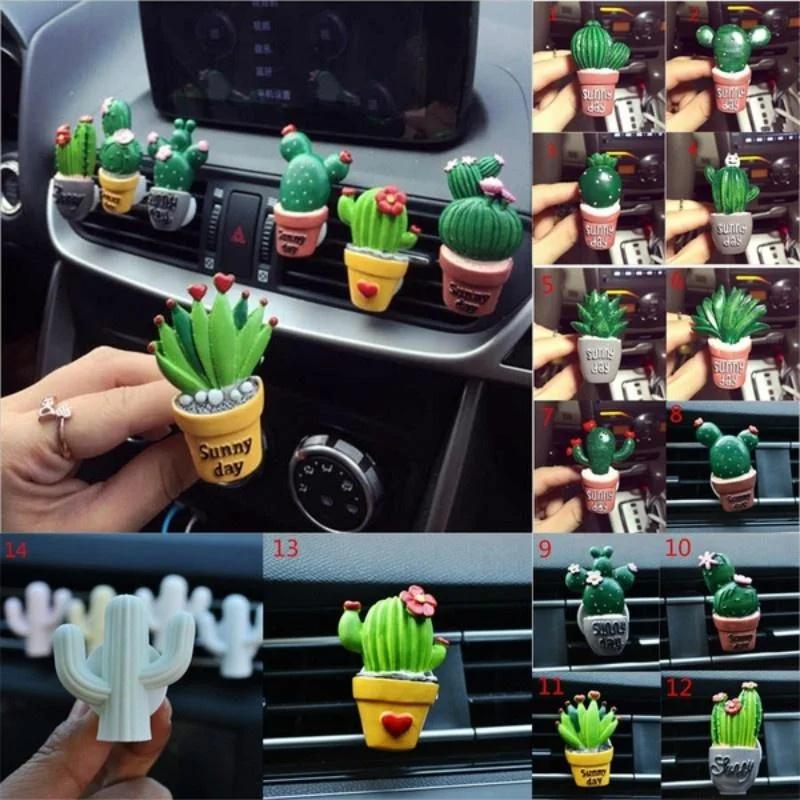 Cute Cartoon Cactus Car Perfume Air Freshener Car Fragnance Clip Vent Parfume Car Flavoring Accessories  (Color Ramdom )