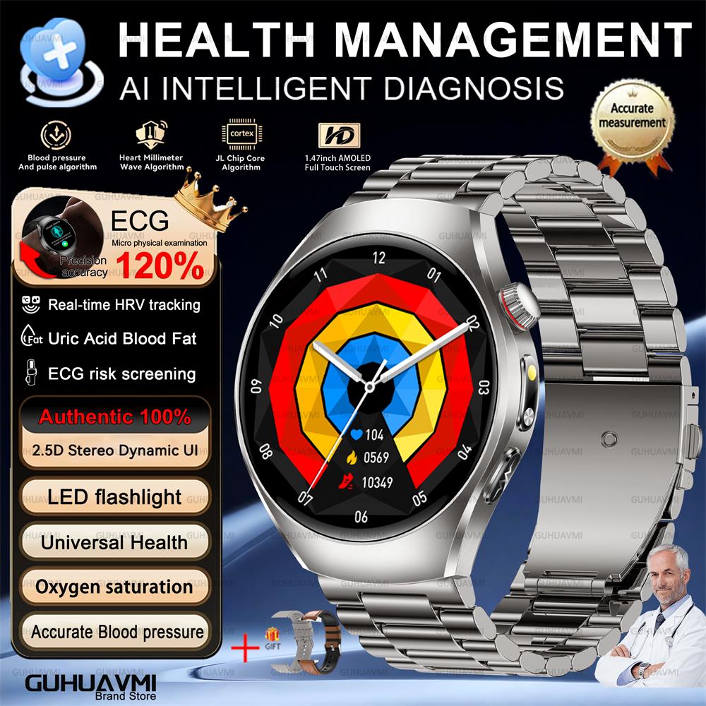 2026 Brand New Upgrade Health Check Smart Watch ECG Blood Lipid Uric Acid Body Fat Sports Waterproof Smart Watch For Man Women
