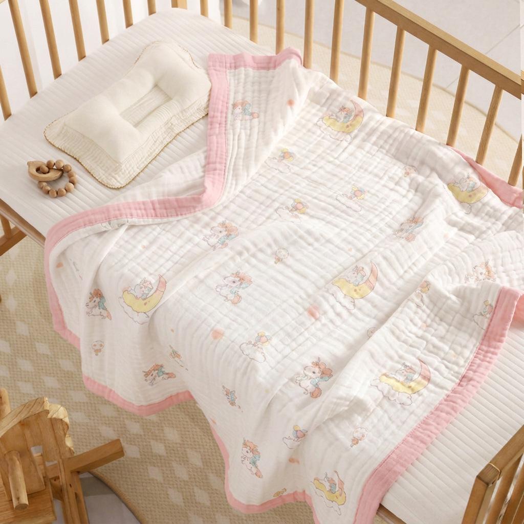 110x110cm High Density Pure Cotton Six-Layer Gauze Baby Bath Towel and Toddler Blanket