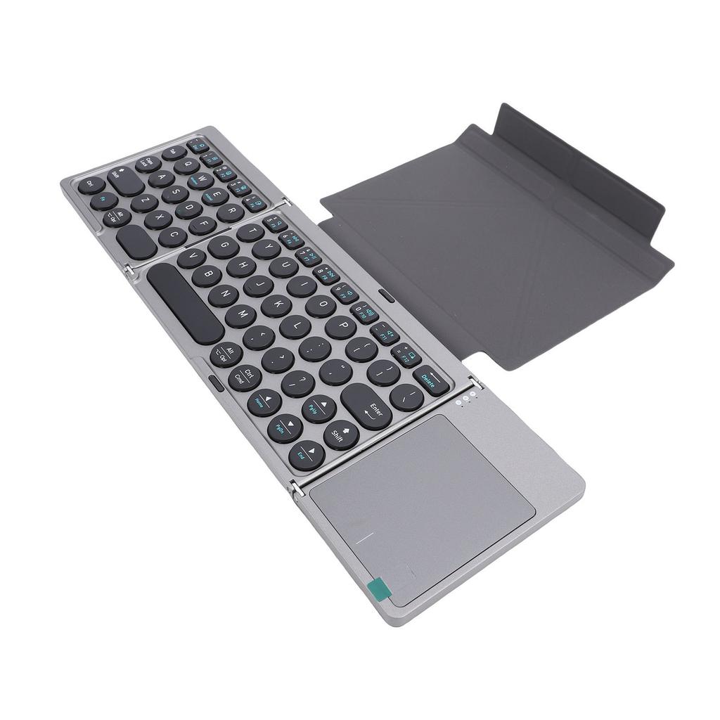 Foldable Bluetooth Keyboard Portable Wireless Keyboard with PU Leather Cover Touchpad for Tablet Laptop Smartphone Connect Up To