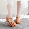 Damen geschlossene Sommer-Sandalen mit Aussparungen, flach, rutschfest, Strand-Gelee-Schuhe, atmungsaktive römische Sandalen