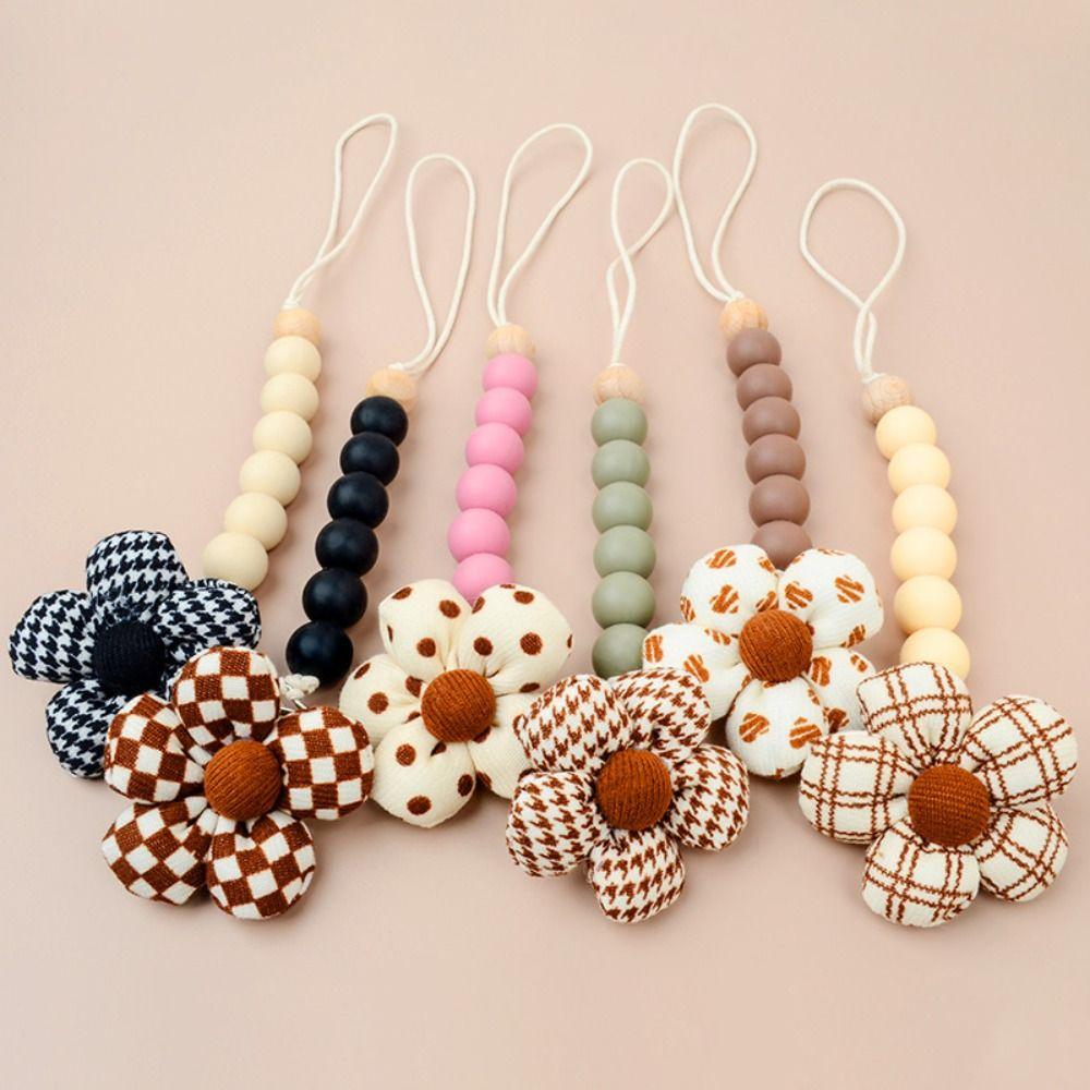 

Removable Flower Baby Pacifier Chain Wood Nipple Holder Clips Anti-lost Soother Holder Toddler