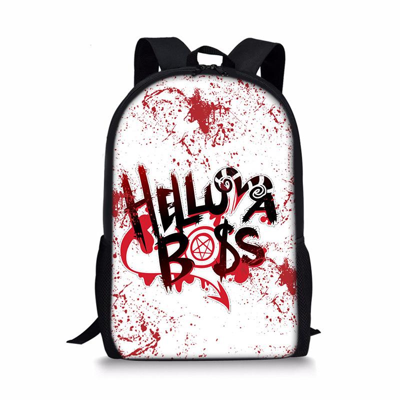 Trendy Populaire Bijzondere Helluva Boss Notebook Rugzakken leerling Schooltassen 3D Print Oxford Waterdicht Jongens/Meisjes Laptop Rugzakken