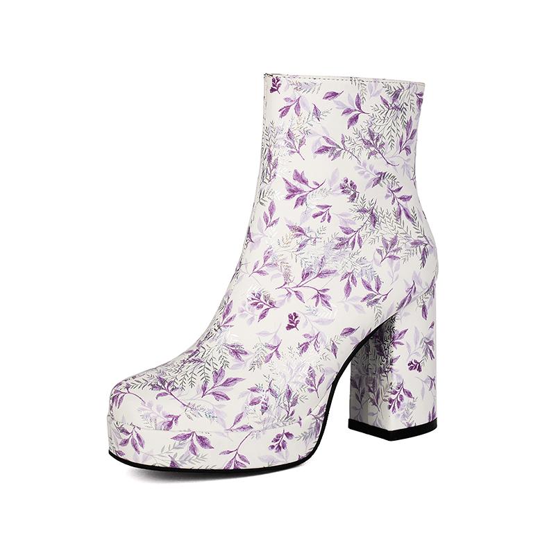 FOREADA Women Ankle Boots Square Toe