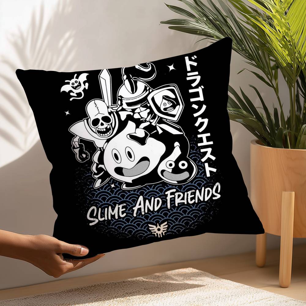D-Dragon Quest Slime Pillow Case Plush Fabric Soft Pillowcase Double Sided Print Cushion Cover Household Gifts