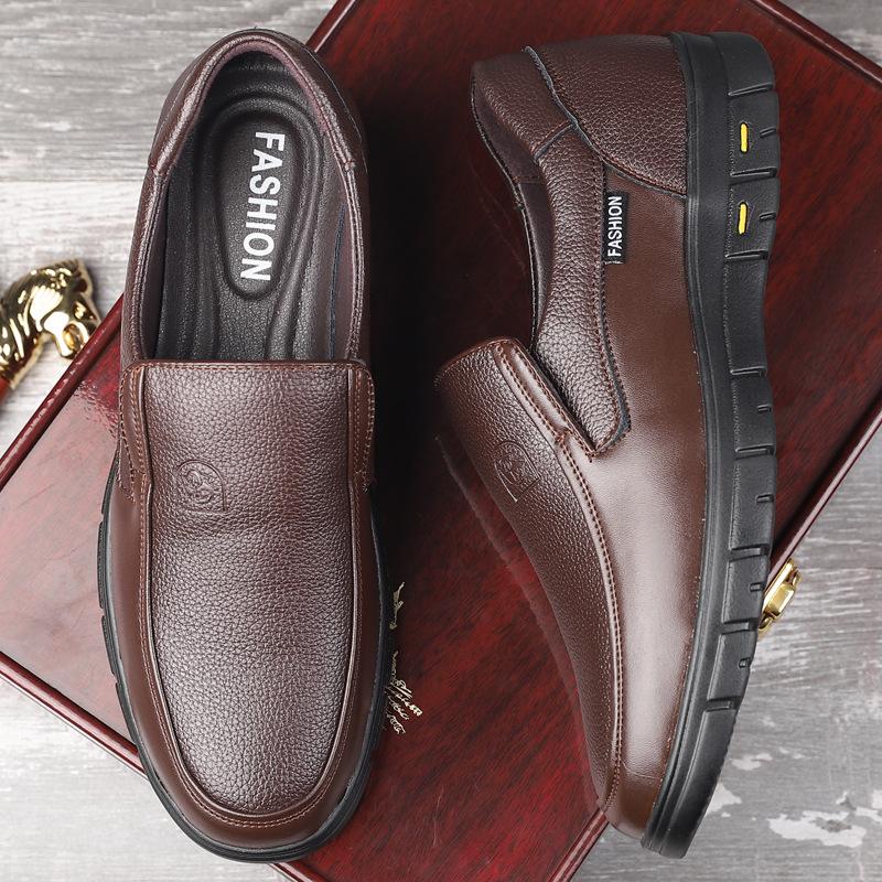 Foreign Trade Men's Shoes Genuine Leather Tail Order Original Casual Shoes First Layer Cowhide Dad Shoes Cover Feet Lazy Wear-resistant Breathable Lea