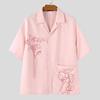 INCERUN Oversized Men Lapel Neck Short Sleeve Buttons Print Casual Shirts