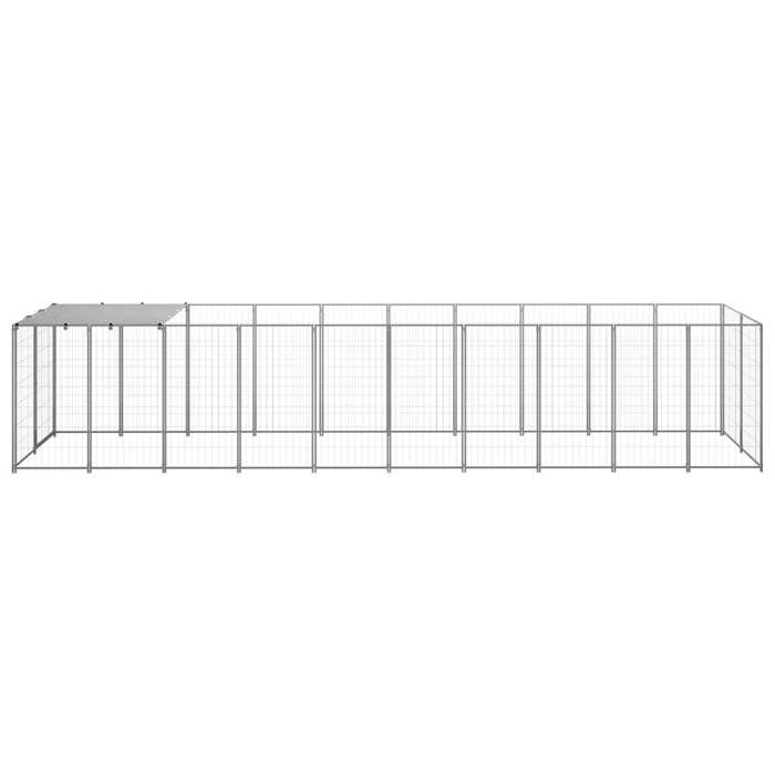 VidaXL Chenil Argenté 6,05 m² Acier Enclos pour Chiots Cage Chiens Extérieur 3082204