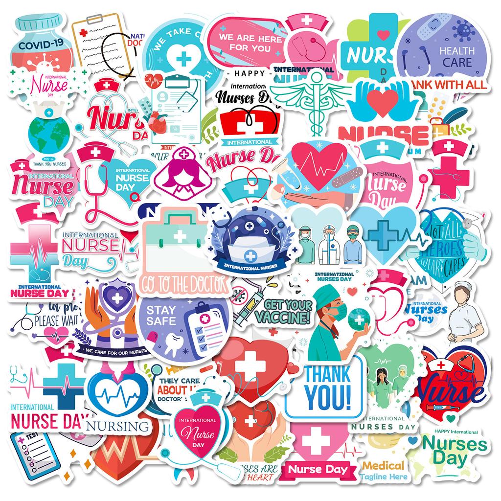 50 Nurse Doctor Graffiti Stickers Love Cross Thermometer Stethoscope Element Decorative Stickers