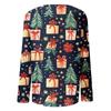 Women's Fashion Round Neck Pullover Plunging Sleeve Tee Christmas Printed Top
