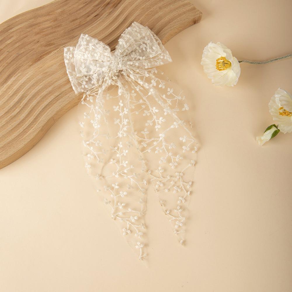 Flower Bow Hair Clip Lace Headwear Romantic Girl Hairpin  Wedding Season