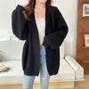 V Neck Loose Casual Cardigan Long Sweater Knitted Women Jacket Autumn and Winter Simple Solid Color Versatile Button Fashion Elegant Long Sleeve Coats