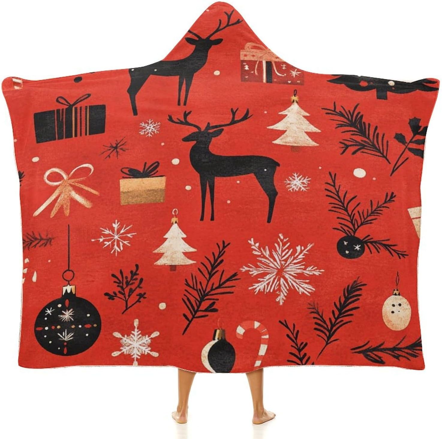 

Wearable Blanket Hoodie for Christmas, Hooded Blanket, Gift for Women Men Kids, Warm Cozy Blanket Hoodie 60 x50in