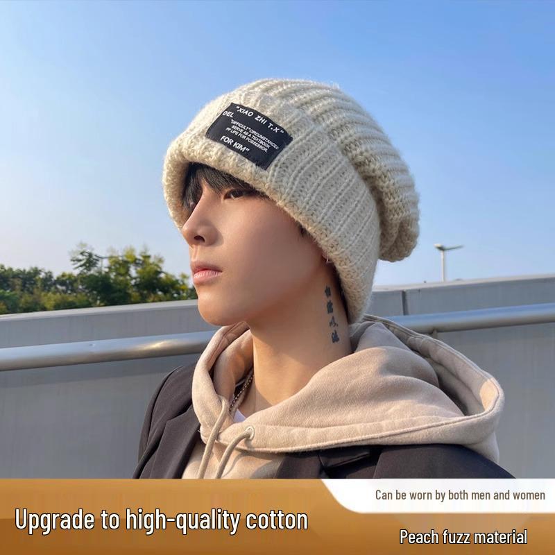 Herren Winter Wollmütze - Warm, Großer Umfang, Baumwollstrickmütze