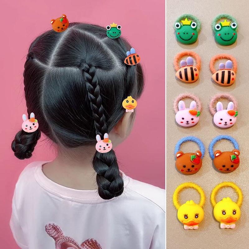 10PCS Cartoon Animals Cute Hair Bands Girls Elastic Rubber Band Headwear Hair Accessories Kids Headband Ornaments Kids Hair Ties