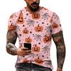 Women Halloween Short Sleeve T Shirt Round Neck Pumpkin Web Print Casual Lightweight Top S XL
