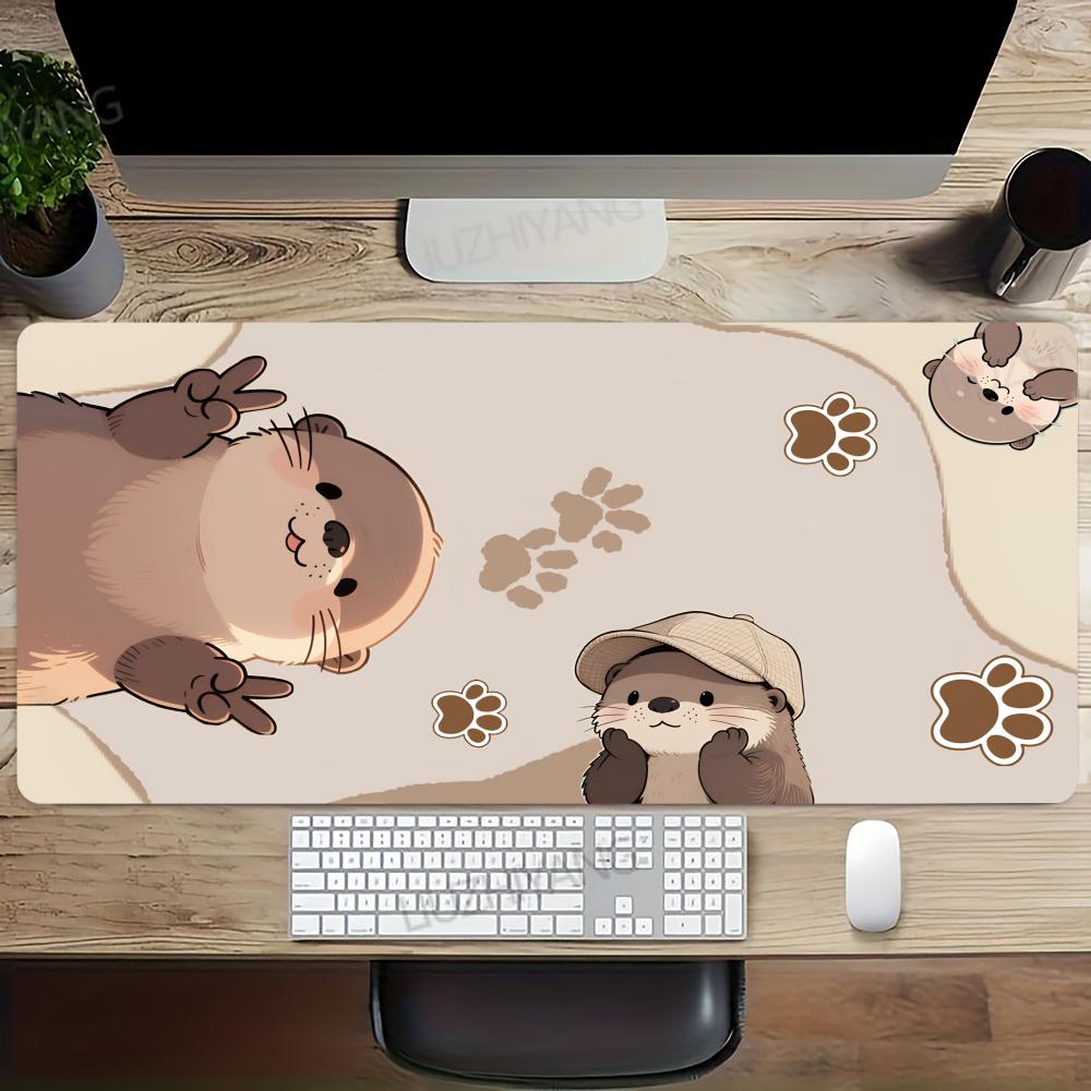 Cute Otter Mouse Pad Large Gaming Accessory XXL Game Rubber Deskmat HD Non-Slip Computer Keyboard Desk Mat Laptop Long Mousepad