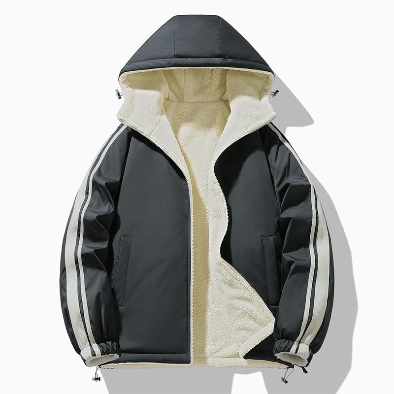 

Новое кашемировое пальто с подкладкой, пальто-джокер, мужская куртка из овечьей шерсти, с капюшоном, двустороннее, можно носить на обе стороны. 5XL