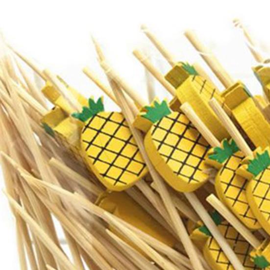 Yousheng 100 Pcs Food Picks Disposable Bamboo No Harm Cactus Shape Salad Sticks for Banquet
