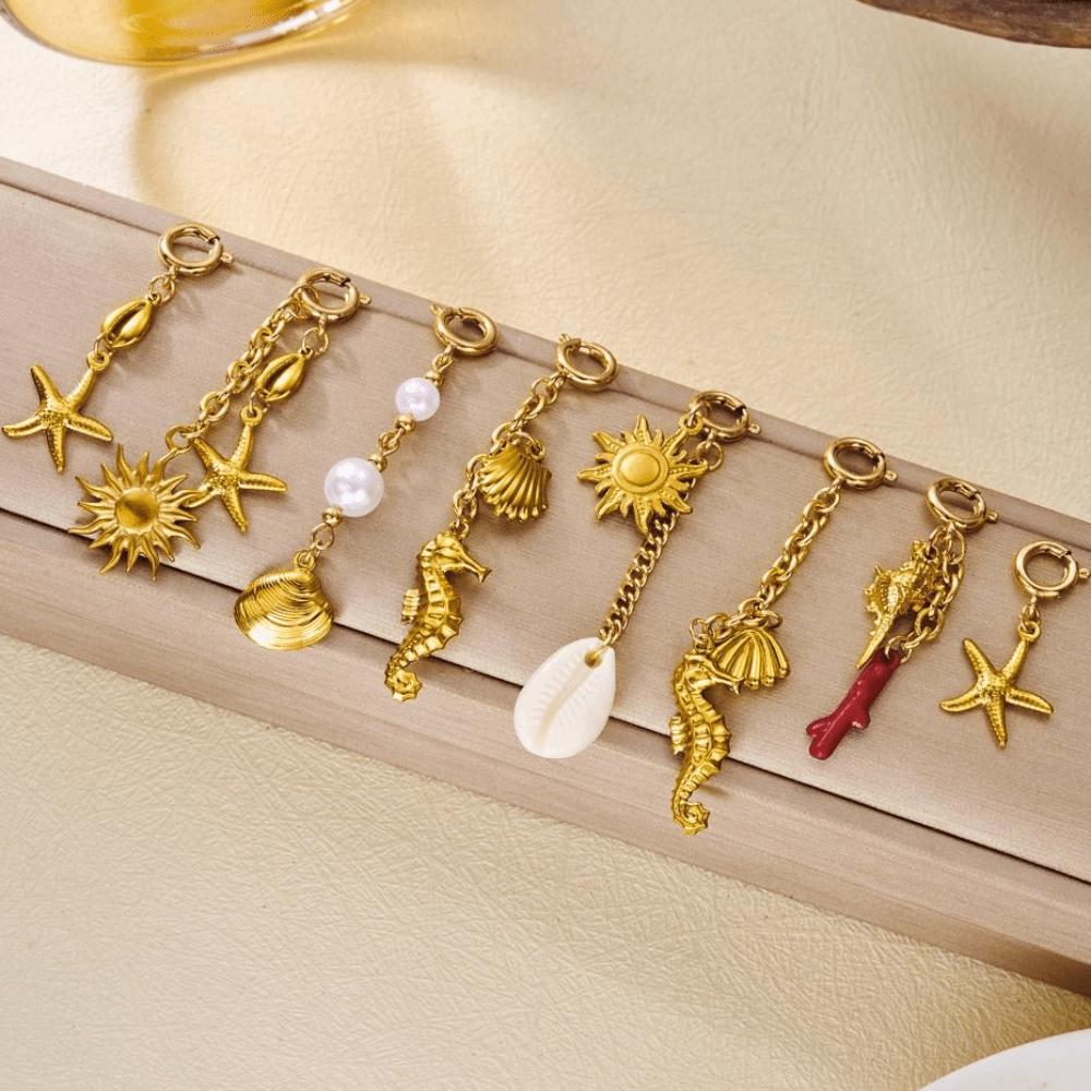 Pearl Fish Conch Key Chain Hanger Bikini Pendant Lovely Body Jewelry  Vacation