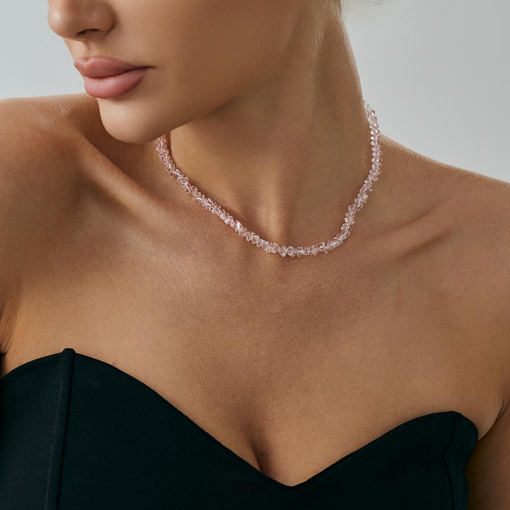 Simple Wind Irregular Crystal Beaded Necklace, Cold Wind Gravel Stacked Collarbone Chain Necklace