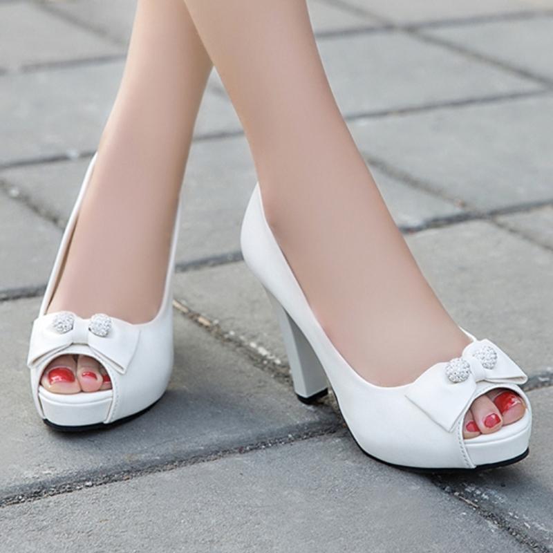 Elegant Women's High Heels Pumps Shoes Luxury Crystal Peep toe Pink White Heeled Party Wedding Office Shoes Ladies 2025 Spring