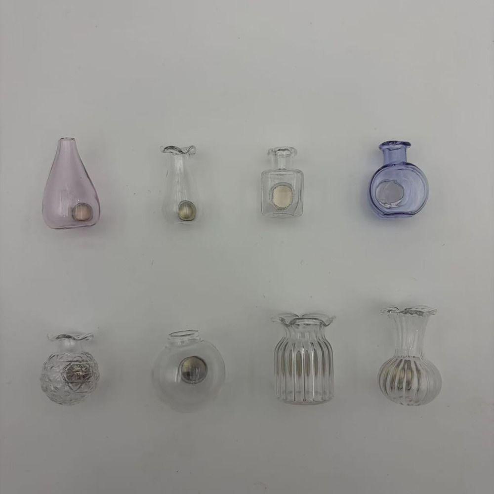 8Pcs/Set Modern Mini Glass Vase Magnets Creative Refrigerator Magnets Vase Living Room