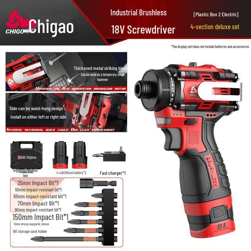 Brushless Rechargeable Electric Impact Driver and Screwdriver