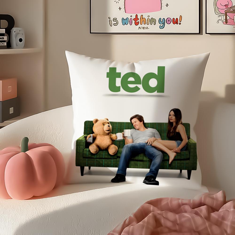 Movie TedTeddy Bear Cute Cushion Cover Pillowcase Short Plush Invisible zipper Room Sofa Cushion Cover