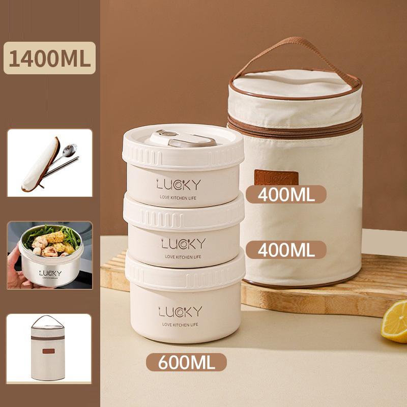 1Set Lunch Box Portable Insulated Lunch Container Set Stackable Bento Stainless Steel Lunch Container