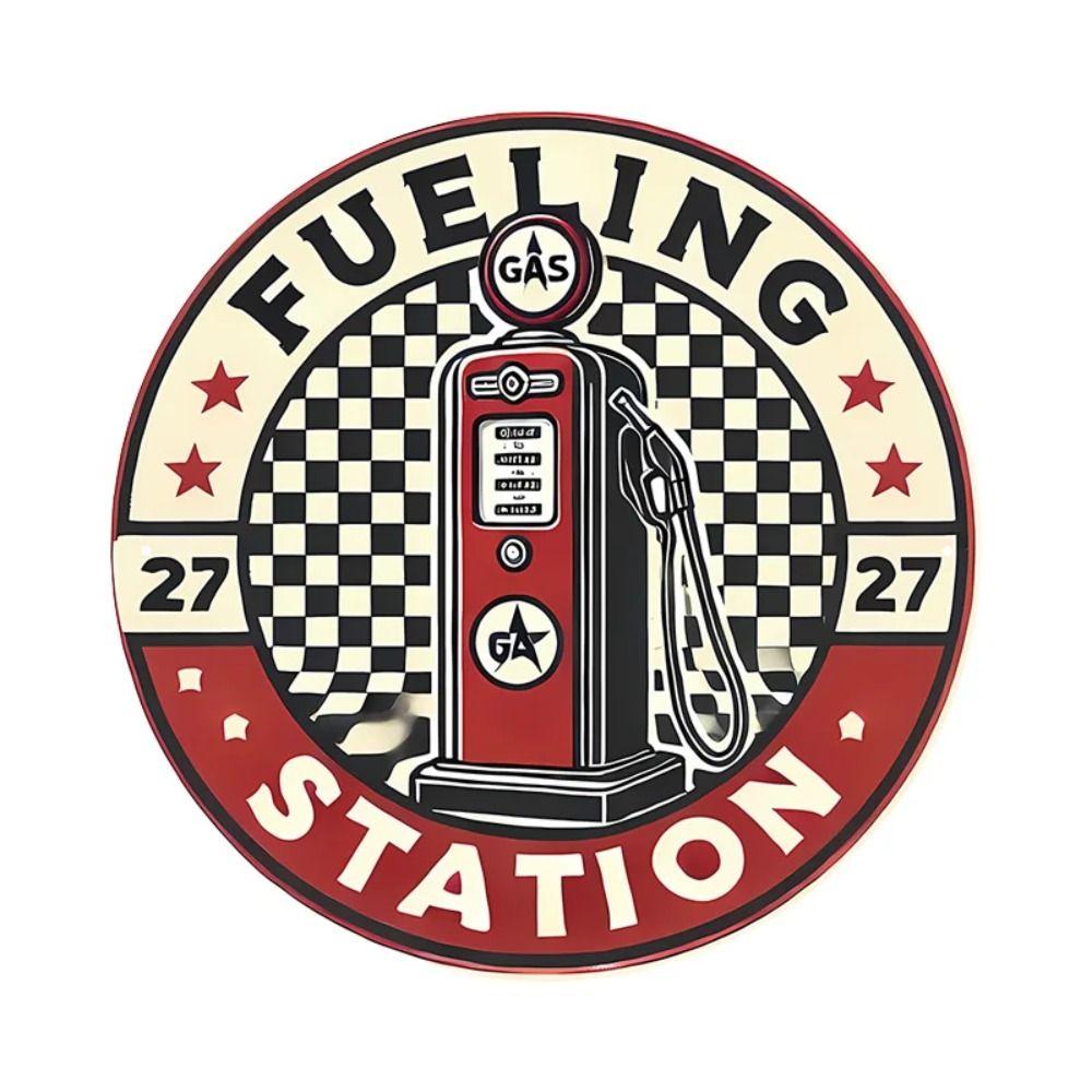 "King of the Road" Motorcycle Retro Round Metal Garage Sign 20x20cm