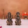 Pure Brass Small Ganesh Laxmi Idol For Home Pooja Decor, Black-Gold, Religious