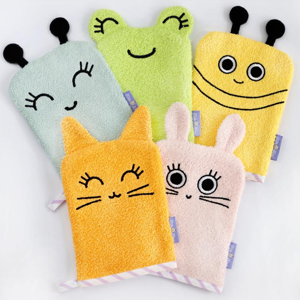 Milk&Moo Sangaloz Bath Glove for Kids, 100% Cotton Oeko-Tex certificated