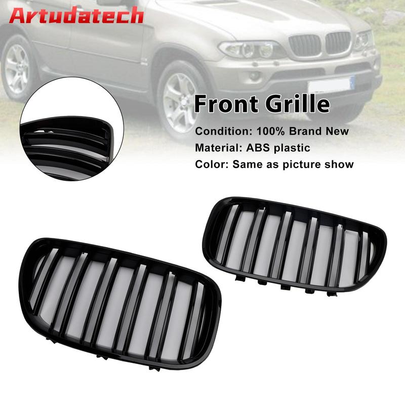 Artudatech Gloss Black Front Kidney Grille Grill Fit for BMW X-Series X5 E53 2004 2005 2006 51137124815 551137124816