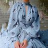 YX2025 new multi-color mass stock semi-turtleneck sequin slit lantern sleeve big pendulum dress chiffon dress