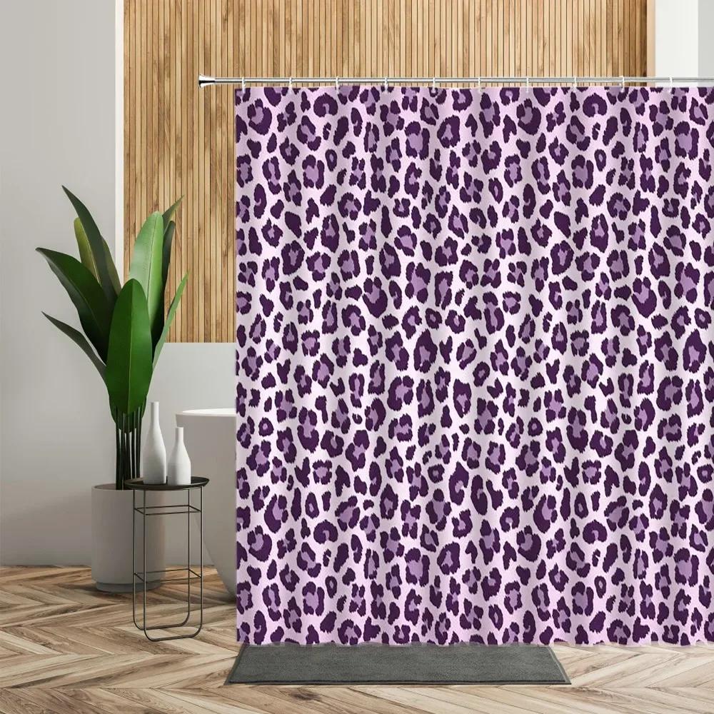

Brown Leopard Printed Shower Curtain Bathroom Curtains Waterproof Fabric Home Partition Screen Living Room Bathtub Curtains Sets W60H190(CM)-1 Pcs