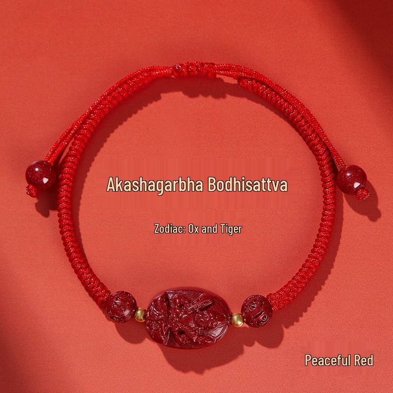 2025 Dragon Year Cinnabar Zodiac Guardian Hand-Woven Red Rope Bracelet for All Genders and Children