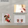 2D Flat Christmas Festival Christmas Hat Dachshund Painting Earring for Christmas Jewelry for Women Female