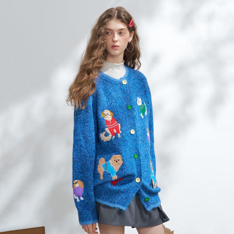 Women's Cartoon V-Neck Knitted Cardigan Sweater