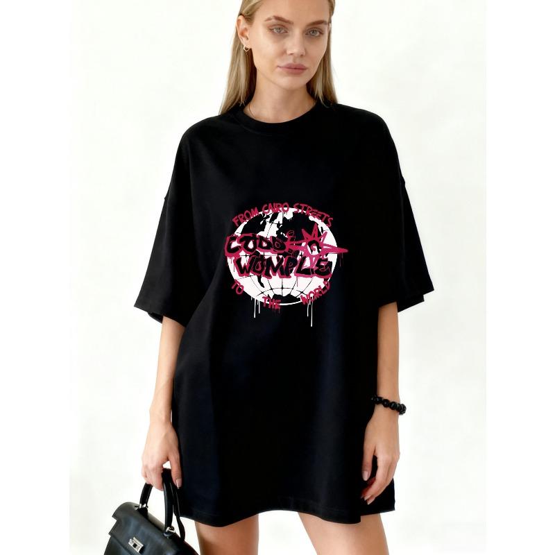 

Oversized T Shirt Black Gods N Womple From Cairo Streets To The World Graphic Print Streetwear Fashion Casual Wear XXXXL чорний