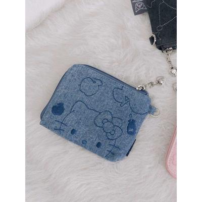 JOSEPH & STACEY Denim Schlüsselanhänger Kartenetui Hello Kitty Gewaschenes Blau
