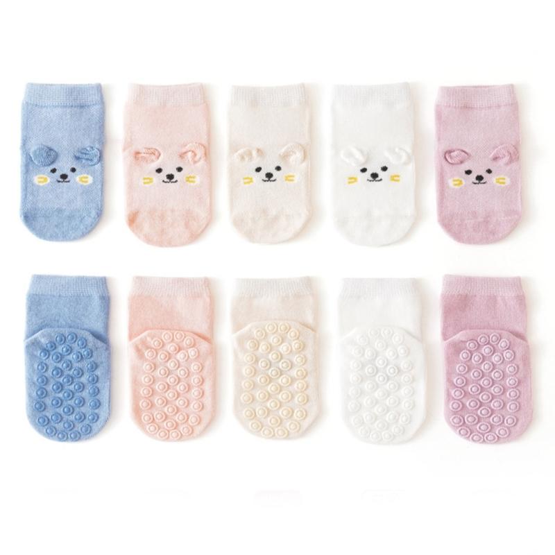 Baumwoll Socken mit Anti-Rutsch-Sohle für Mädchen Jungen Atmungsaktive Knöchelsocken Hohe Elastische Grip Socken Baby Knöchelsocken