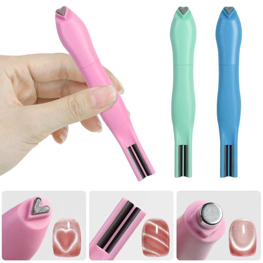 3 in 1 Cat Eye Effect Double 3D Love Heart Nail Magnet Line Moon Snake Pattern French Nail UV Attraction Magnetic Stick Manicure