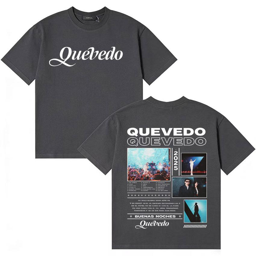 Singer QUEVEDO Buenas Noches 2025 Album Merch  T Shrit Unisex Women Fashion Casual Tees Double Sided Print Short Sleeves Streetwear