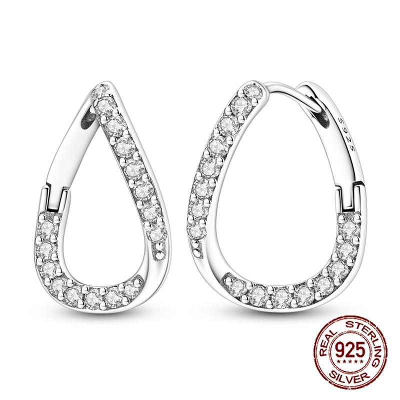 925 Sterling Silver Sparkling Water Drop Earrings Cubic Zirconia Paved Dangle Earrings for Women Girls Wedding Jewelry Gift