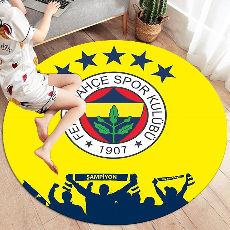 Fenerbahçe Sports Club Round Area Rug,Carpet Rug for Living Room Bedroom Sofa Playroom Decor,Non-slip Floor Mat