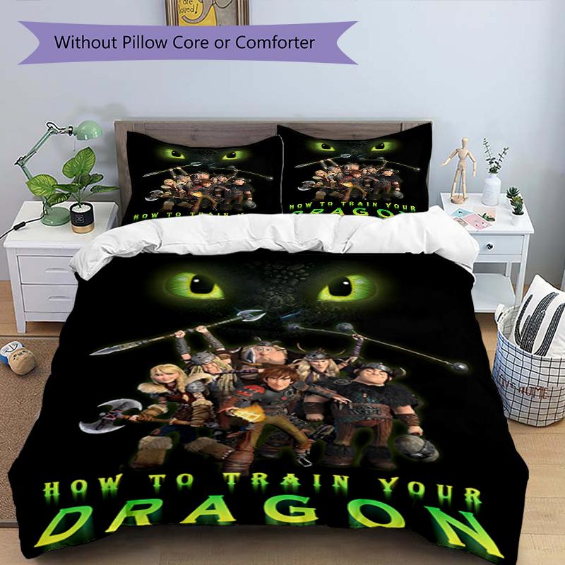 3pcs Dragon Bedding Set Duvet Cover Closure Includes 1 Duvet Cover & 2 Pillowcases, Soft and Comfortable for All Seasons.